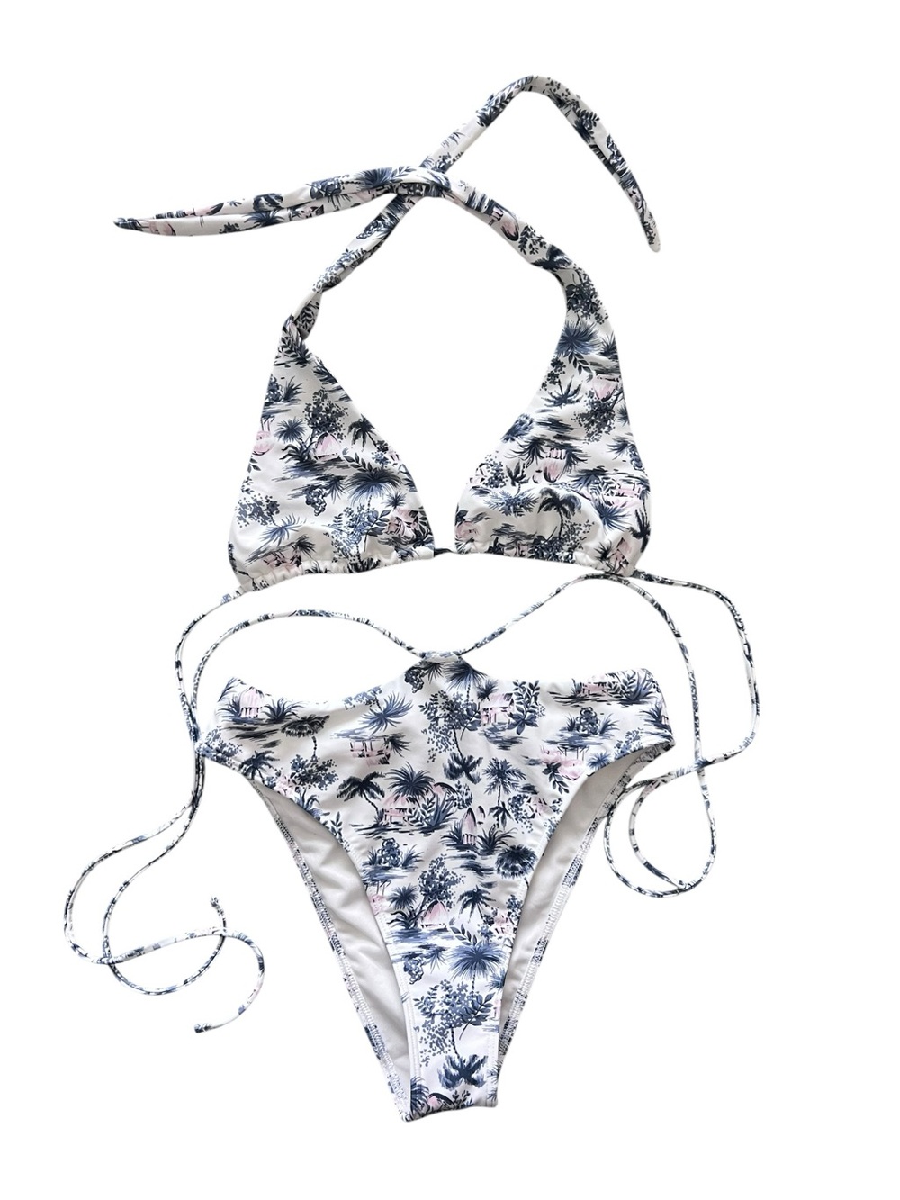Abercrombie & Fitch Tropical Palm Tree High Leg Cheeky Swim Bikini Set Size S